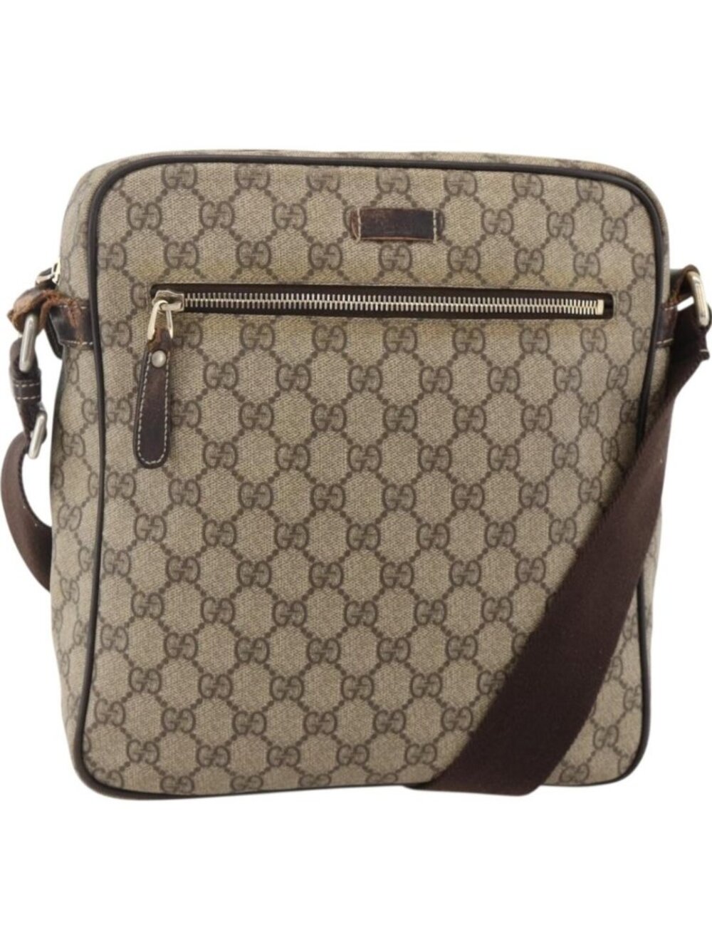 GUCCI GG Supreme Shoulder Bag PVC Beige Gold 201448